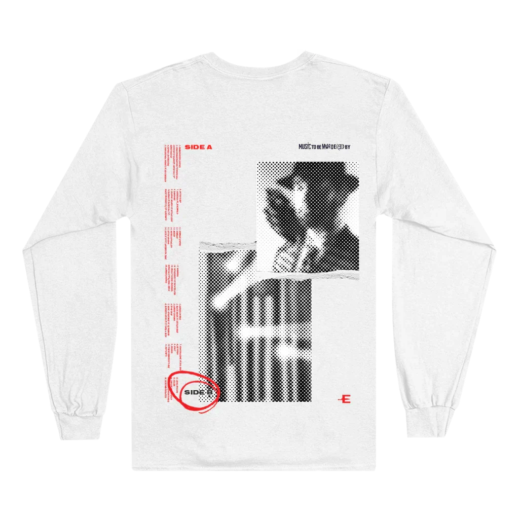 Back of the white Eminem MTBMB Side B long sleeve with collage photo artwork