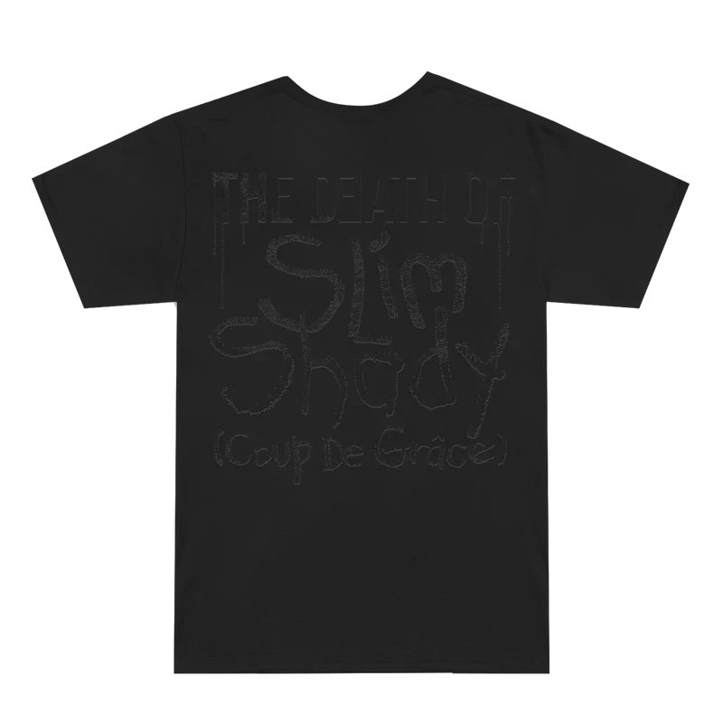 Back of the black Eminem TDOSS Graveyard T-shirt with tonal Slim Shady lettering