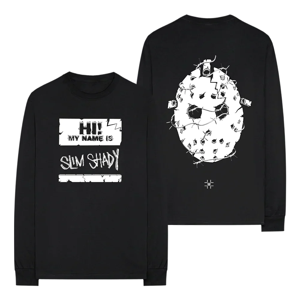 Millinsky x Eminem Concrete Mask long sleeve in black, front name tag and hockey mask back