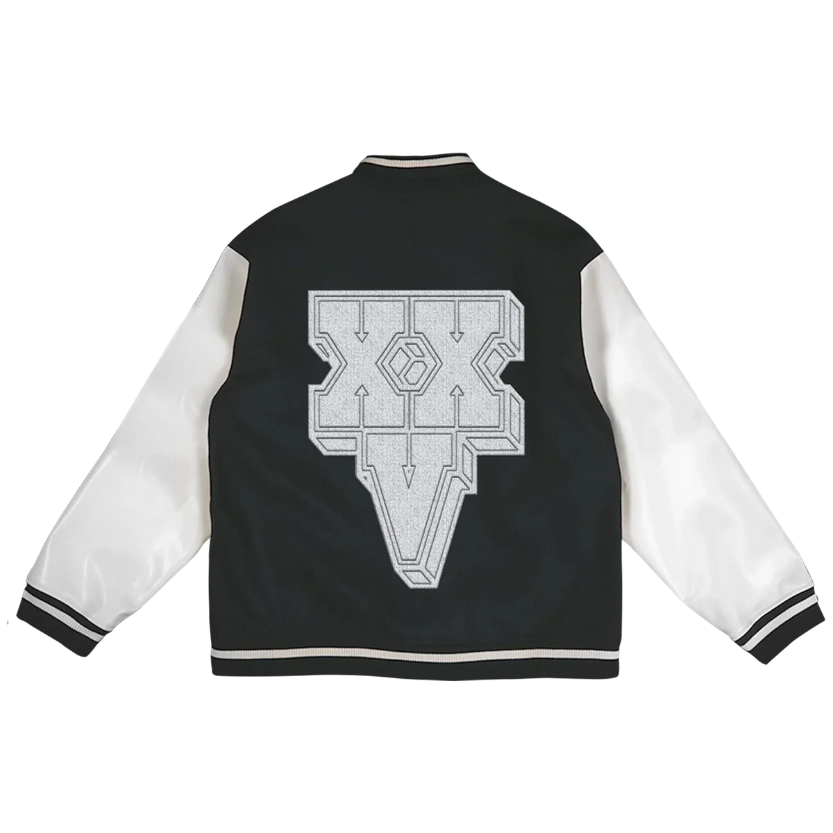 Back of the Eminem Stan varsity jacket with the large chenille emblem patch