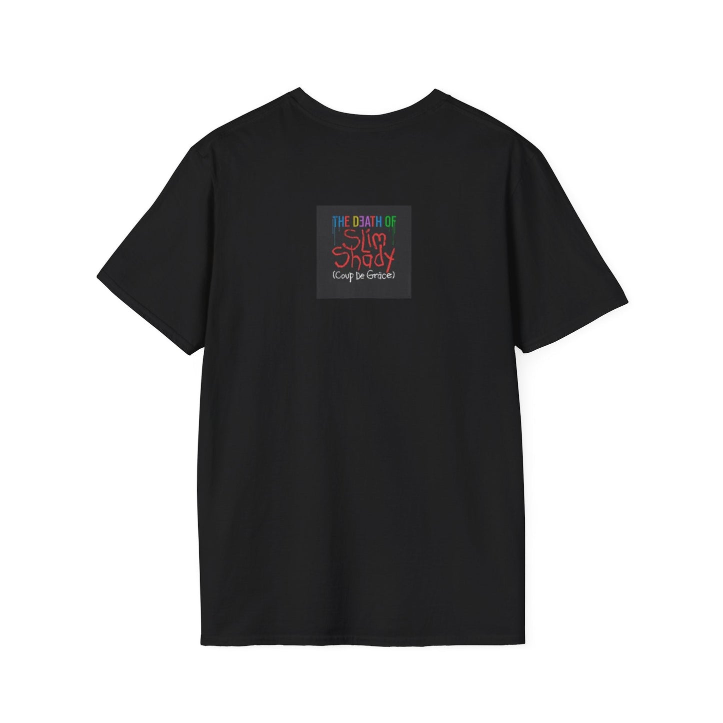Back of the black Eminem TDOSS Casket T-shirt with small red logo print