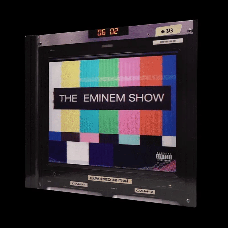 The Eminem Show 20th Anniversary 4LP collector's box with TV test card cover art
