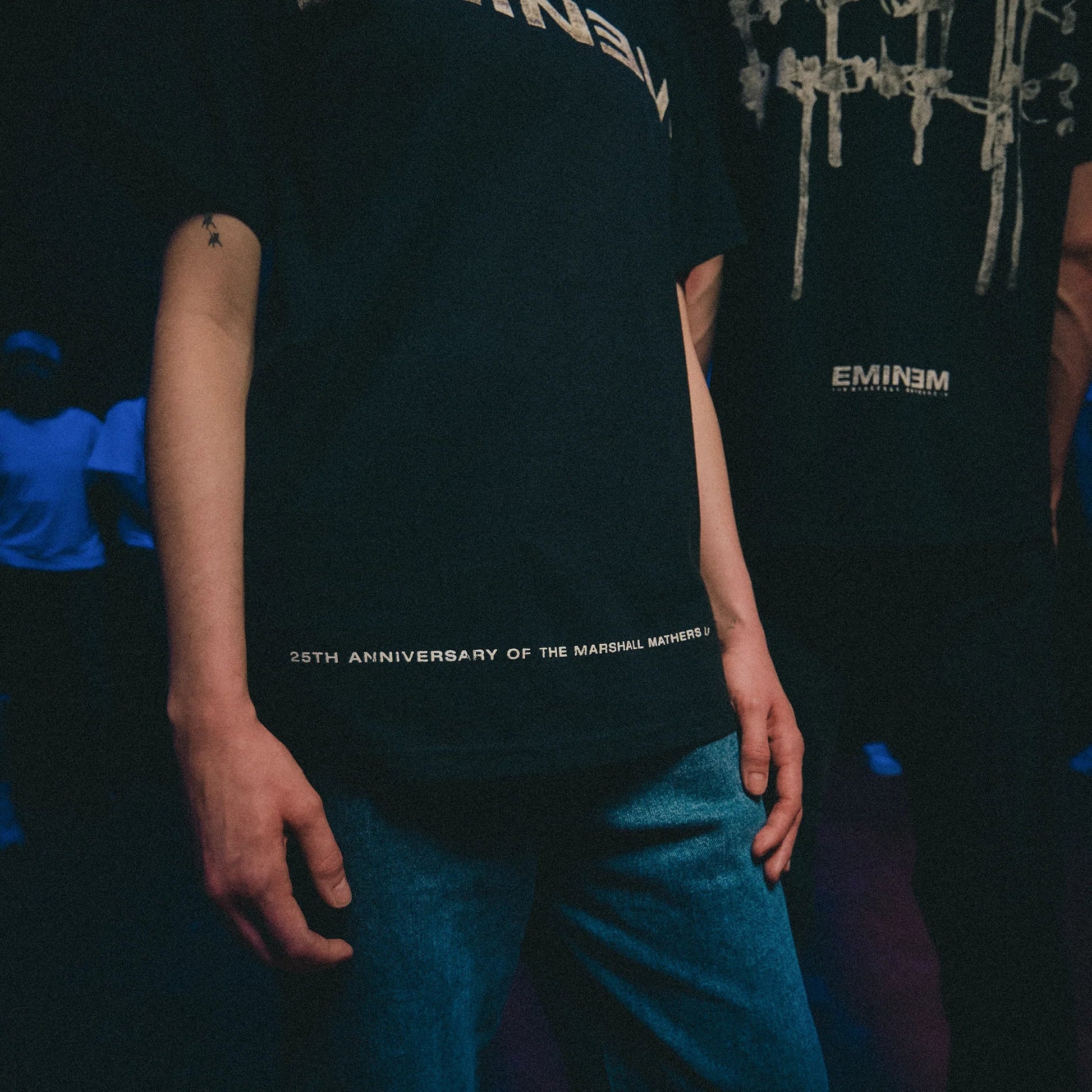 Back detail of the black Eminem MMLP25 Remember Me T-shirt with dripping handwritten text