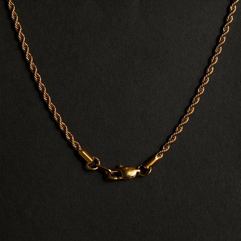 Gold rope chain and clasp detail from the Eminem hockey mask pendant necklace