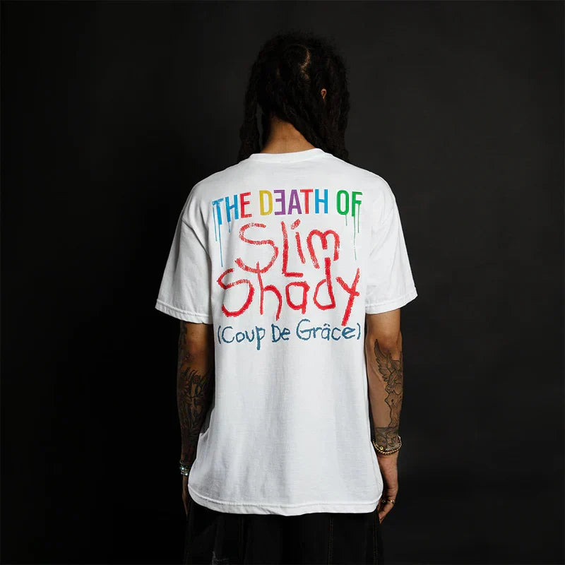 Back of the white Eminem TDOSS T-shirt with The Death of Slim Shady Coup De Grace print