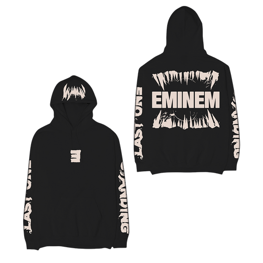 Black Eminem Venom Last One Standing hoodie front and back flat lay with fang graphic