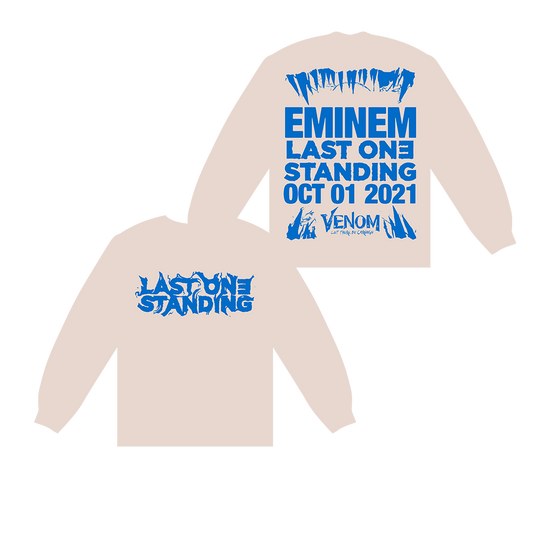 Cream Eminem Venom Last One Standing long sleeve front and back flat lay in blue print