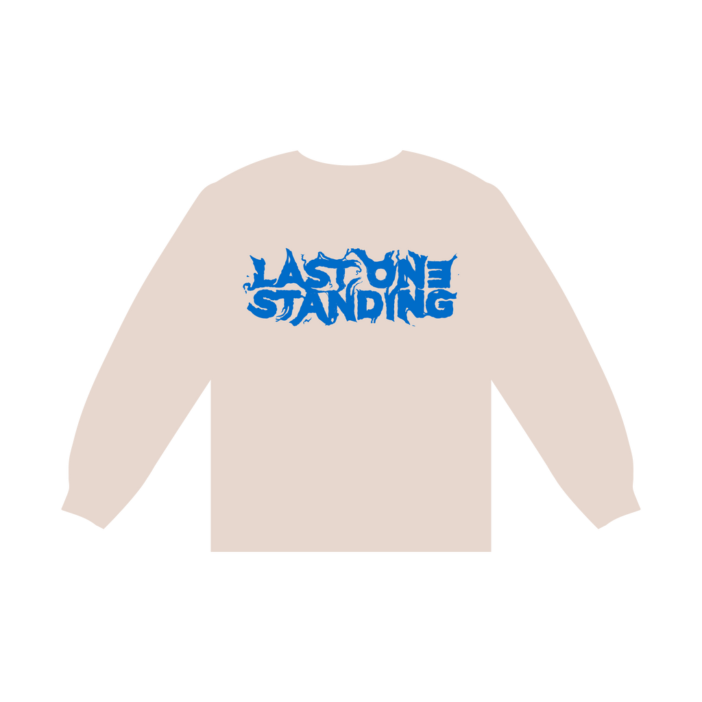 Front of the cream Eminem Venom Last One Standing long sleeve with blue chest print