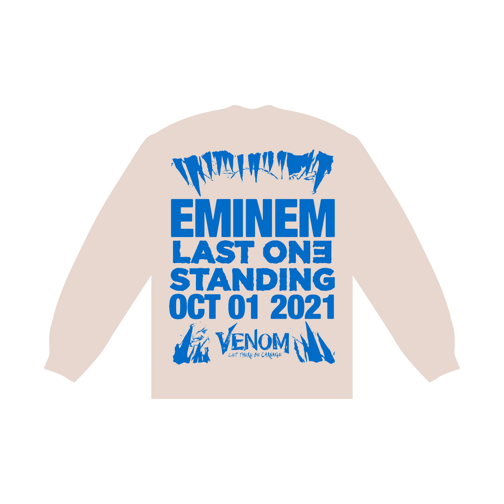 Back of the cream Eminem Venom Last One Standing long sleeve with Oct 01 2021 print