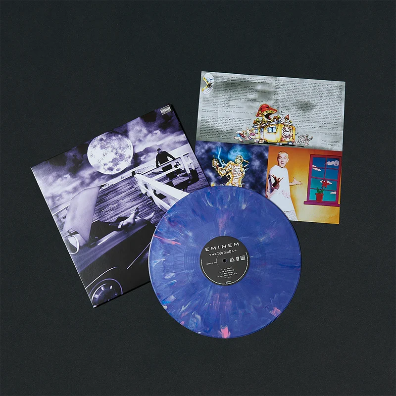 Eminem Shady LPs vinyl box set contents with multiple album sleeves and blue record
