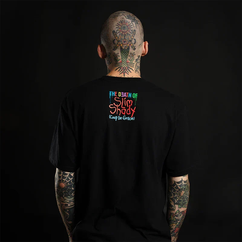 Back of the black Eminem TDOSS T-shirt with Death of Slim Shady Coup De Grace print