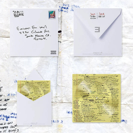 Eminem Stan Letter vinyl single packaging with envelope sleeve and handwritten letter