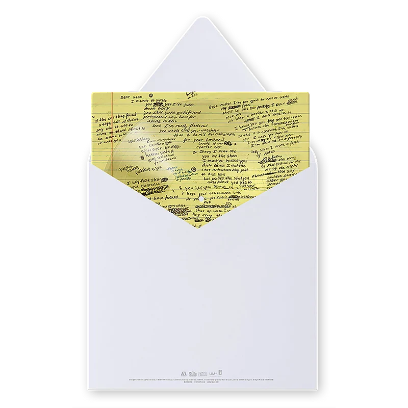 Eminem Stan Letter vinyl single with the yellow handwritten letter insert in its envelope