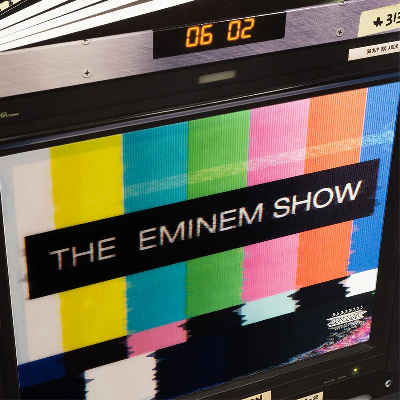 Close-up of the TV test card artwork on The Eminem Show 20th Anniversary 4LP sleeve