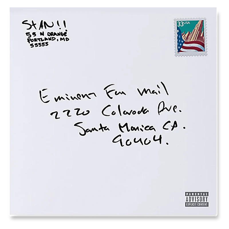 Eminem Stan Letter vinyl single sleeve designed as a handwritten fan mail envelope