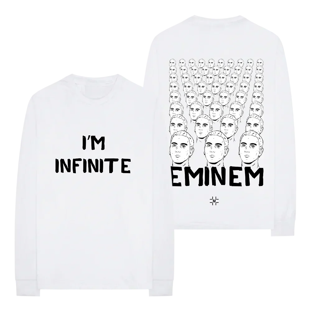 Millinsky x Eminem Crowd long sleeve in white with I'm Infinite front and Eminem crowd back