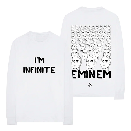 Millinsky x Eminem Crowd long sleeve in white with I'm Infinite front and Eminem crowd back