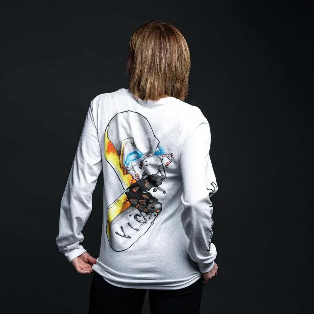 Back of the white Eminem SSLP Illustrations long sleeve with colourful cartoon artwork