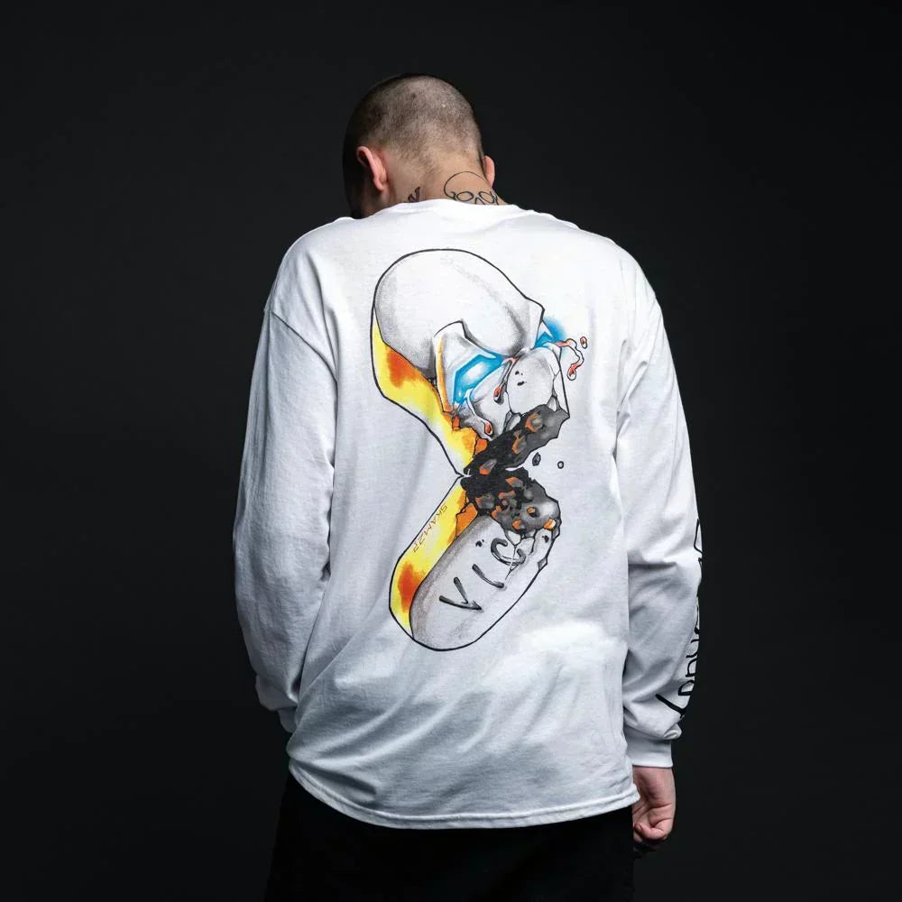 Back of the white Eminem SSLP Illustrations long sleeve with colourful cartoon print