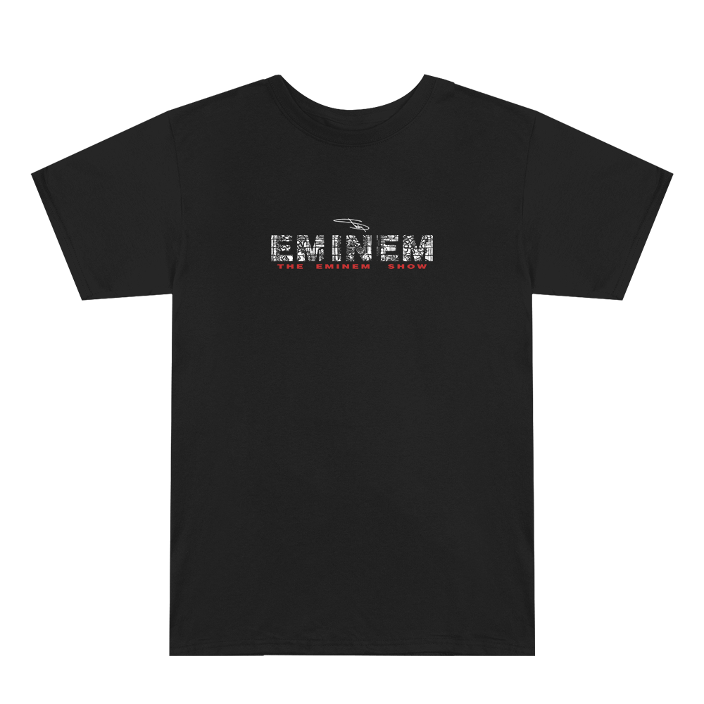 Front of the black Eminem Show Stained Glass T-shirt with small chest logo