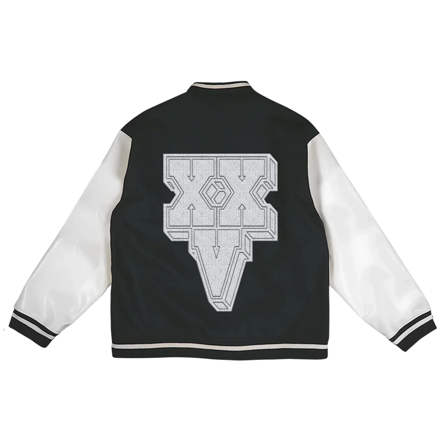 Back of the Eminem Stan varsity jacket with the large chenille emblem patch